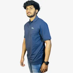 Men's Navy Blue Cotton Polo T-Shirt – Classic Fit Casual Collar Tee